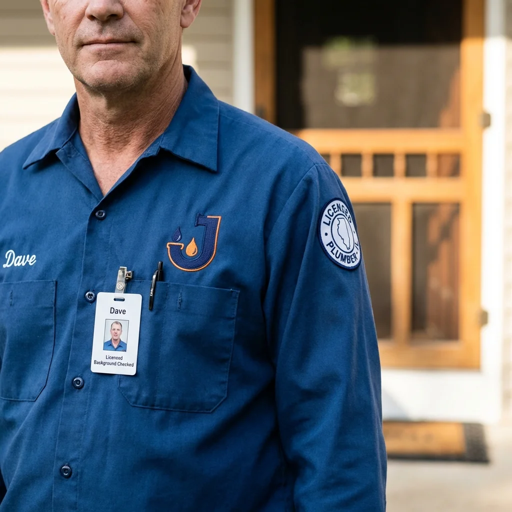 Licensed plumber showing ID badge in Black Canyon City, AZ