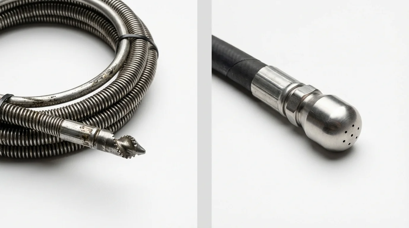 Drain snake cable and hydro jetting nozzle used for drain cleaning in Black Canyon City, AZ