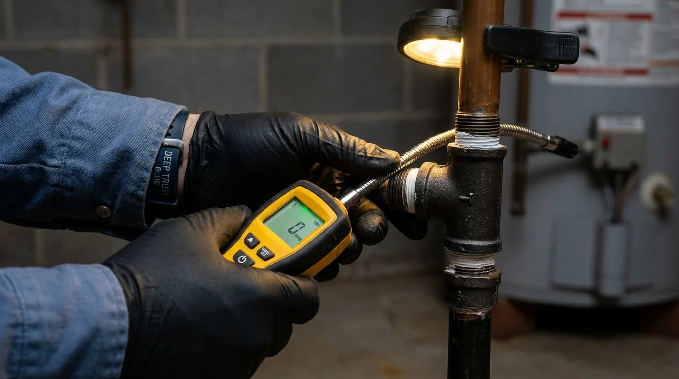 Gas leak detection with electronic sniffer by Johns Plumbing LLC in Black Canyon City