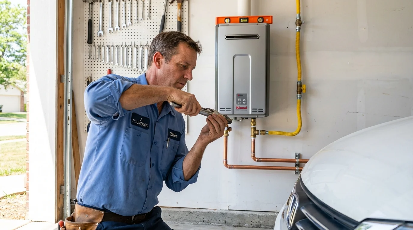 Tankless water heater installation by a Johns Plumbing LLC plumber in Black Canyon City