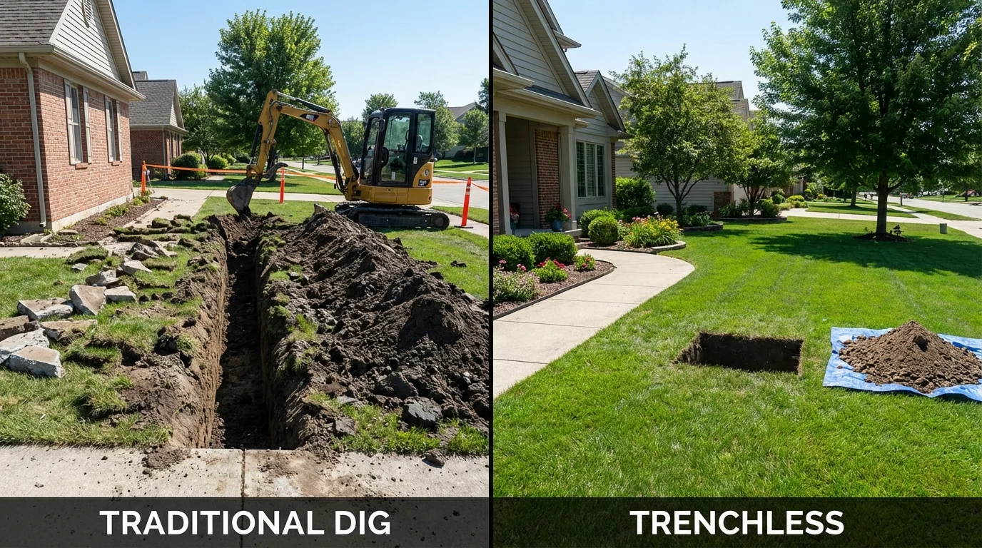Trenchless sewer repair with minimal yard damage versus traditional excavation in Black Canyon City, AZ